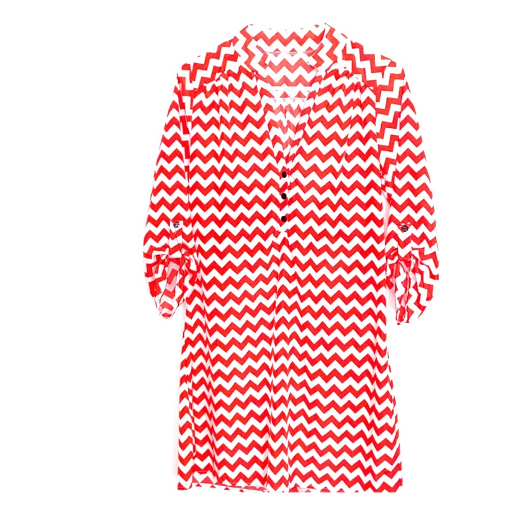 Red & White Chevron Dress
